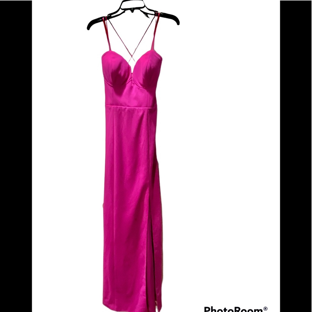 Bariano Corseted Long Gown Fuchsia Pink XL EXTRA LARGE NEW NWT REG $298 - Picture 4 of 5